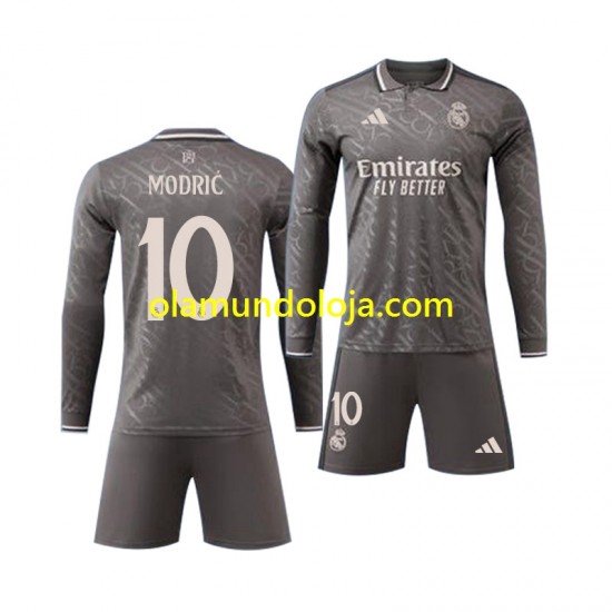 Camisola Real Madrid Modrić Luka 10 Criança Equipamento Terceiro 2024-2025 Manga Comprida